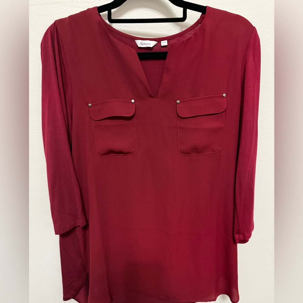 Reitmans Burgundy Blouse with Front Pockets